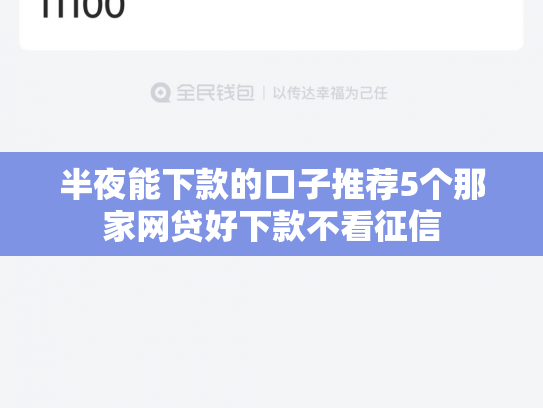 半夜能下款的口子推荐5个那家网贷好下款不看征信